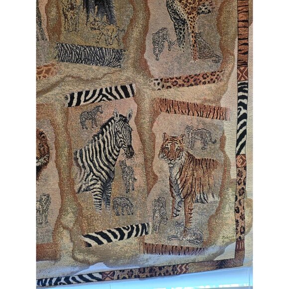 Safari Animals Tapestry Wall Hanging By Milliken Gibson 26x36 Inches - Picture 5 of 10